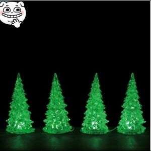 Lemax 3 Color Changing Christmas Village Trees Set of 4 Blue Green Clear